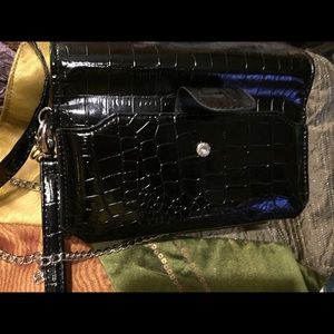 RFID Embossed Leather small Handbag 7”x4”